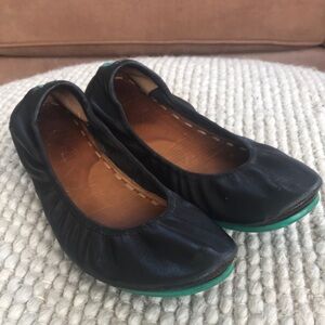Tieks leather black foldable ballet flats Sz 8